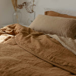 Cinnamon & Oatmeal luxury linen bedding set by Canadian bedding company Somn #color_cinnamon