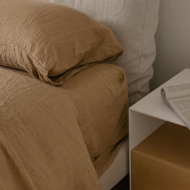 Sömn Luxury Linen Bedding | Fitted Sheet Linen Bedding Sömn Home #color_oatmeal