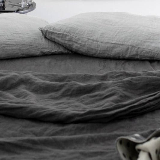 Sömn Luxury Linen Bedding | Flat Sheet Linen Bedding Sömn Home #color_charcoal-grey