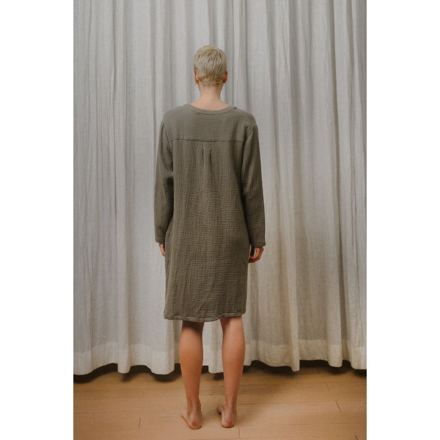 Sömn Premium Organic Gauze Cotton Long Nightshirt | Loungewear Sömn Home #color_olive