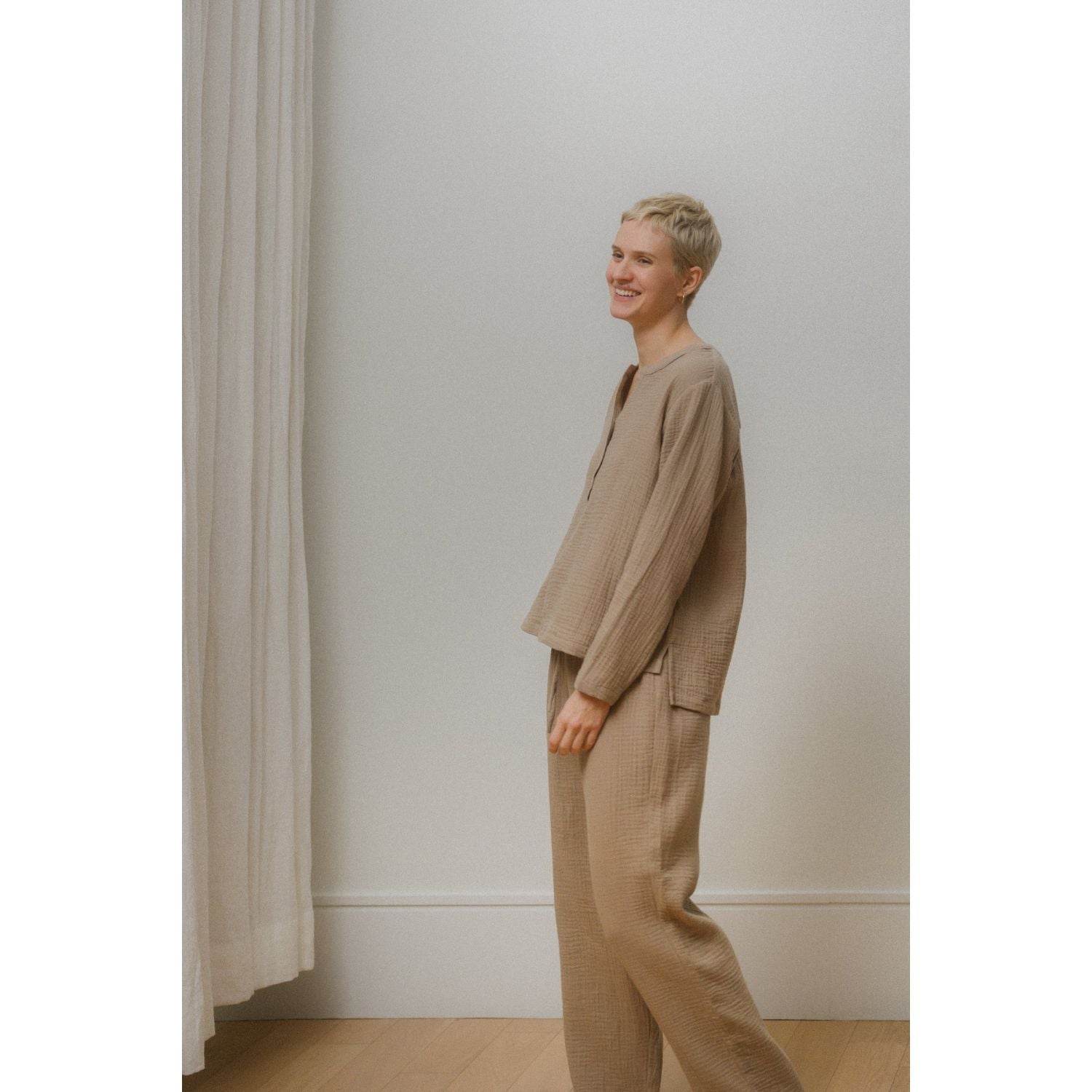 Sömn Premium Organic Cotton Gauze Sleepwear | Loungewear Set Sömn Home #color_chai